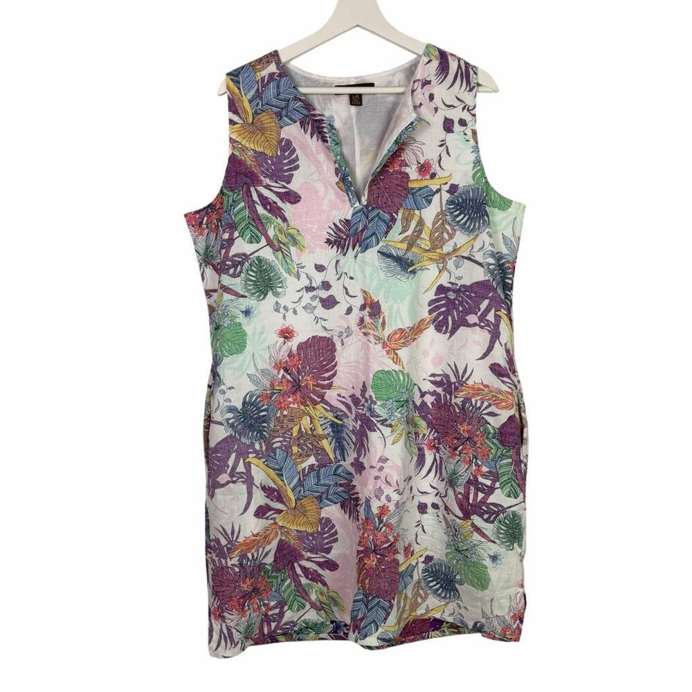Tommy Bahama Womens Large Notch Neck Dress Linen Blend